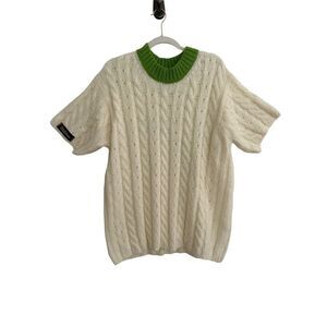 We11done Logo Print Cable-Knit Wool Blend Sweater Women’s White Size Medium